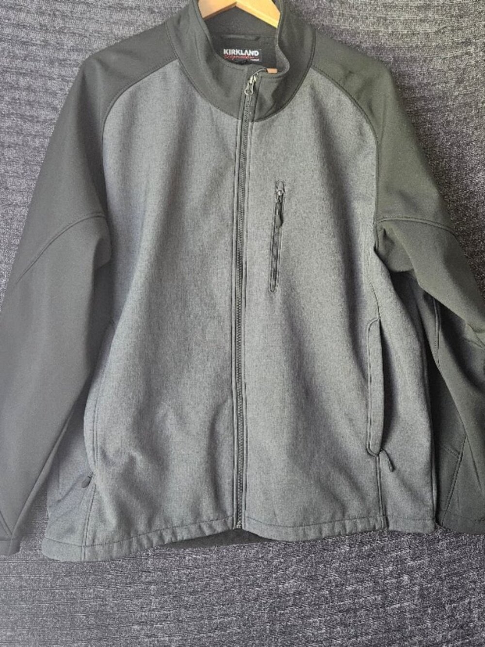 Men's Softshell 3-Layer Jacket Grey Black Size XXL Kirkland Signature Coat